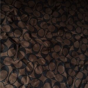 Coach Brown and Black Signature Silk Scarf Neckerchief 21" x 21"
